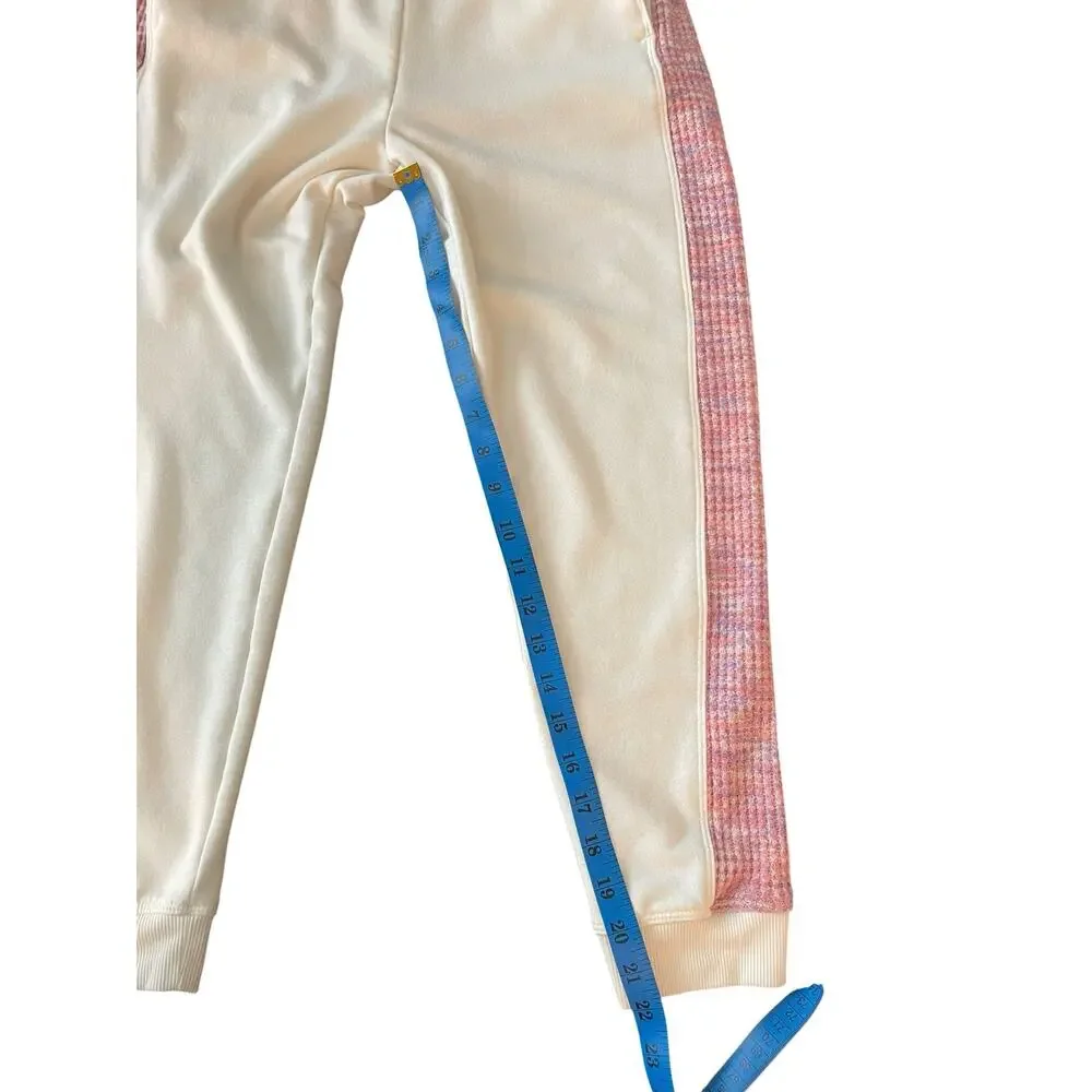 Freely Girls Ivory Joggers Pink Tweed Side Stripe Size L (10-12)